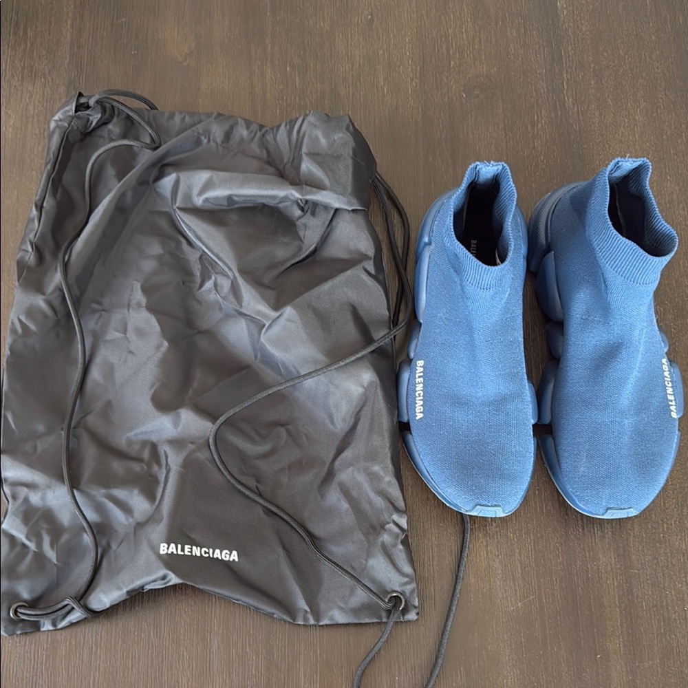 Balenciaga Speed 2.0 Knit Sock Trainer Sneakers in Navy Like New - Picture 3 of 6
